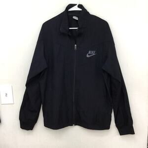 NIKE Sportweart Windbreaker Athletic Jacket Black Long Sleeve Full Zip L